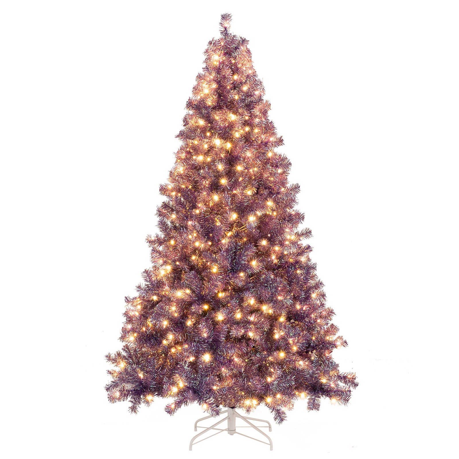 Pre-Lit Tinsel Christmas Tree Artificial Xmas Tree with Lush Branch Tips and Warm White LED Lights-7.5ft Christmas Tree Options at Gallery Canada