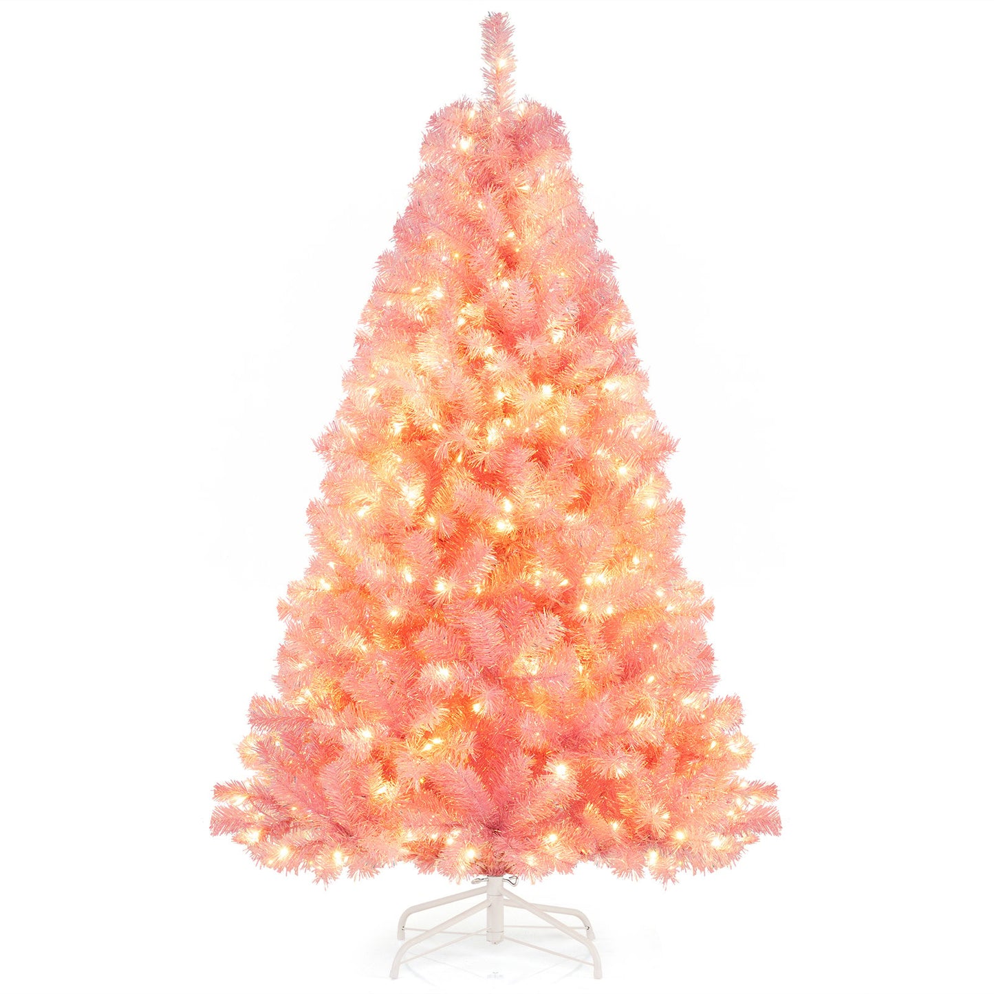 Pre-Lit Tinsel Christmas Tree Artificial Xmas Tree with Lush Branch Tips Holiday Decoration-6ft, Pink Christmas Tree Options at Gallery Canada