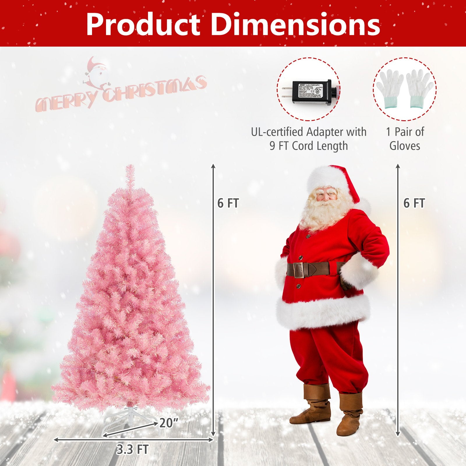 Pre-Lit Tinsel Christmas Tree Artificial Xmas Tree with Lush Branch Tips Holiday Decoration-6ft, Pink Christmas Tree at Gallery Canada