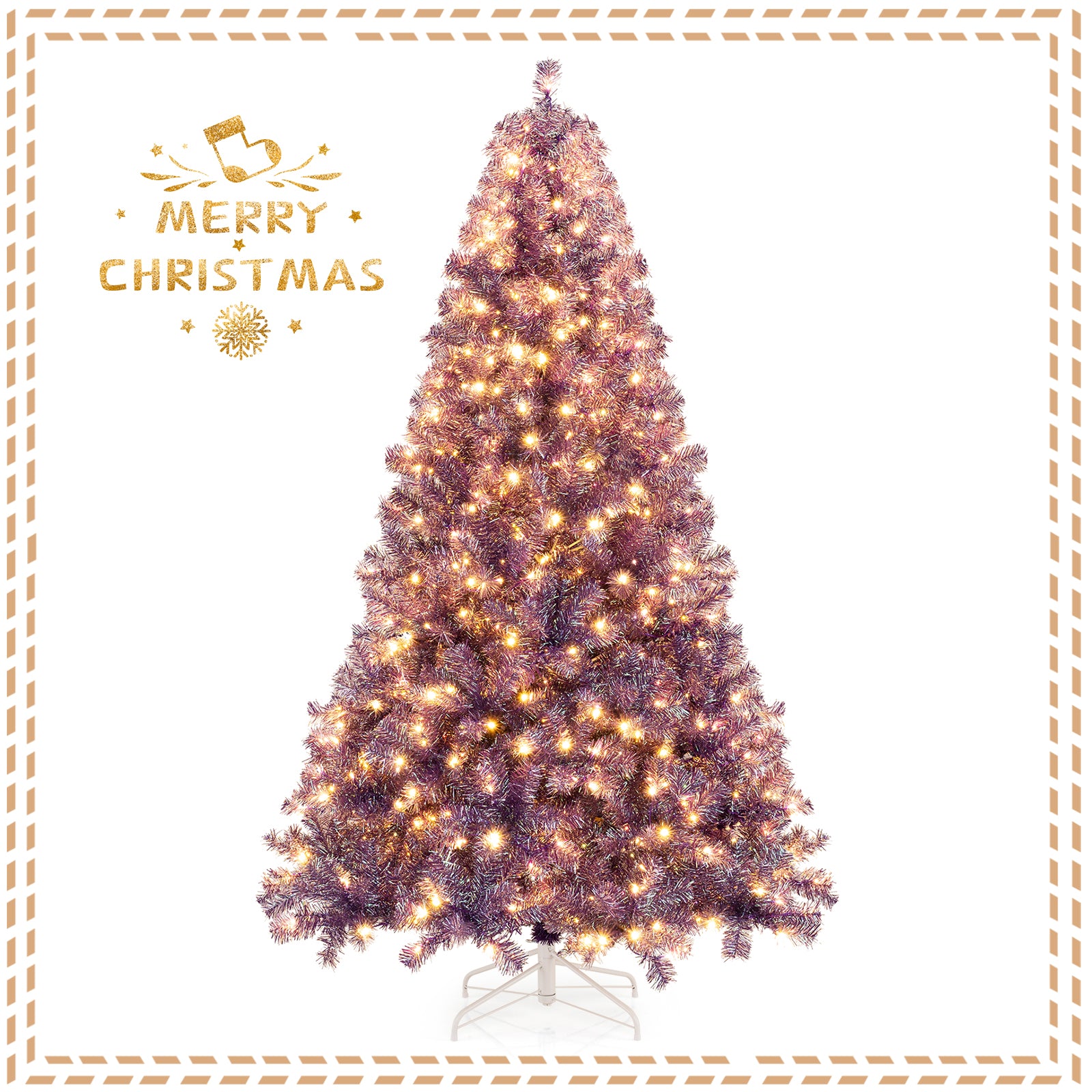 Pre-Lit Tinsel Christmas Tree, 7.5ft, Warm White LED Lights Christmas Tree at Gallery Canada