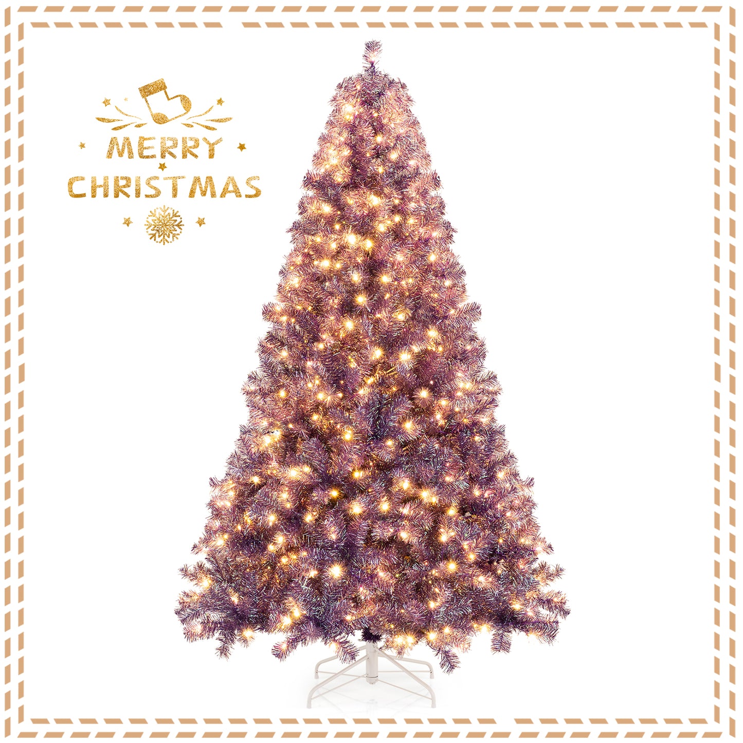 Pre-Lit Tinsel Christmas Tree, 7.5ft, Warm White LED Lights Christmas Tree at Gallery Canada