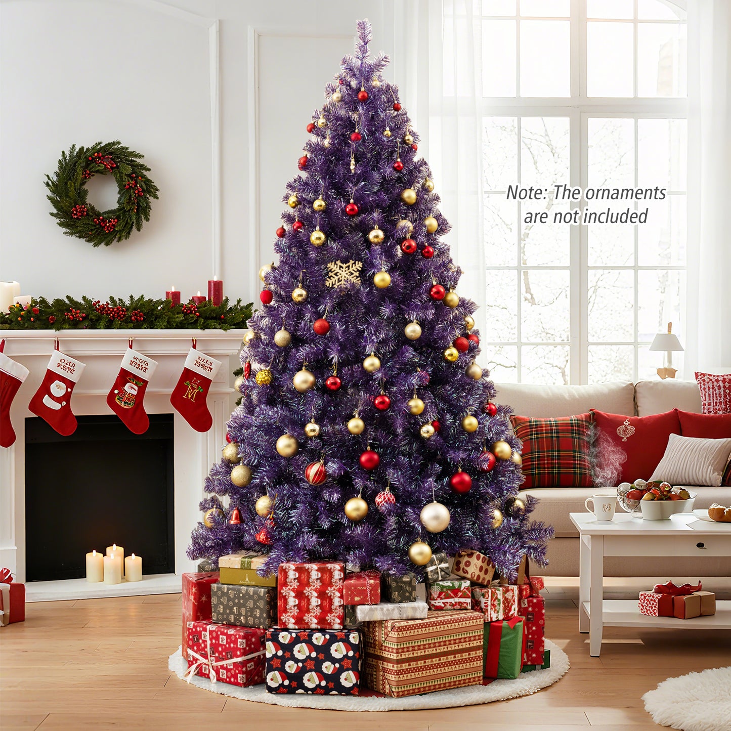 Pre-Lit Tinsel Christmas Tree, 7.5ft, Warm White LED Lights Christmas Tree at Gallery Canada