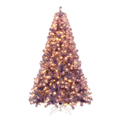 Pre-Lit Tinsel Christmas Tree, 7.5ft, Warm White LED Lights