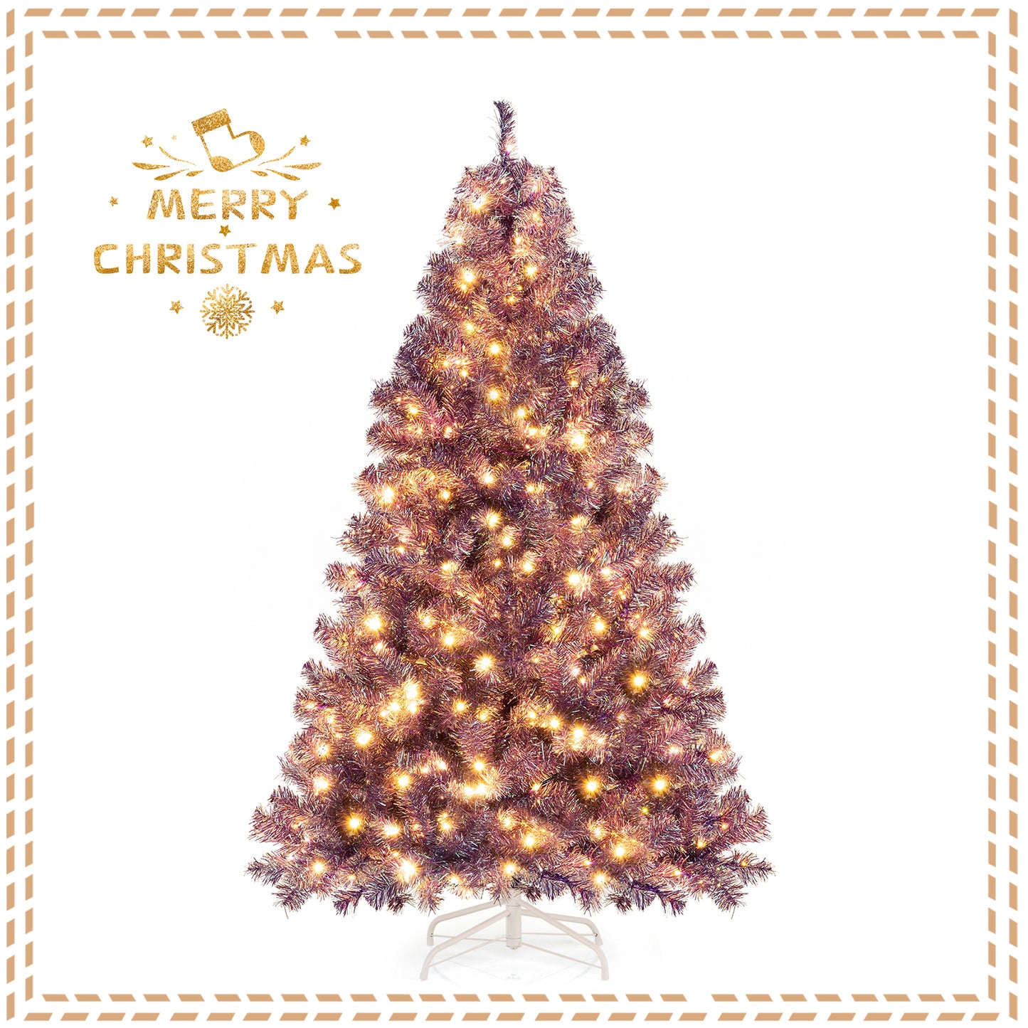 Pre-Lit Tinsel Christmas Tree, Artificial Xmas Tree, 6ft, Warm White Christmas Tree at Gallery Canada