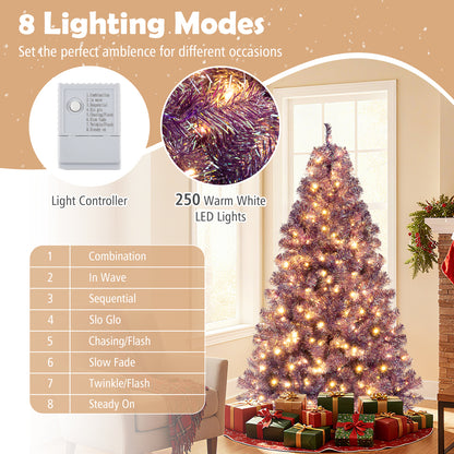 Pre-Lit Tinsel Christmas Tree, Artificial Xmas Tree, 6ft, Warm White Christmas Tree at Gallery Canada