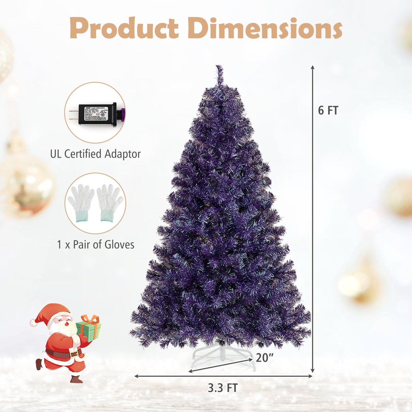 Pre-Lit Tinsel Christmas Tree, Artificial Xmas Tree, 6ft, Warm White Christmas Tree at Gallery Canada