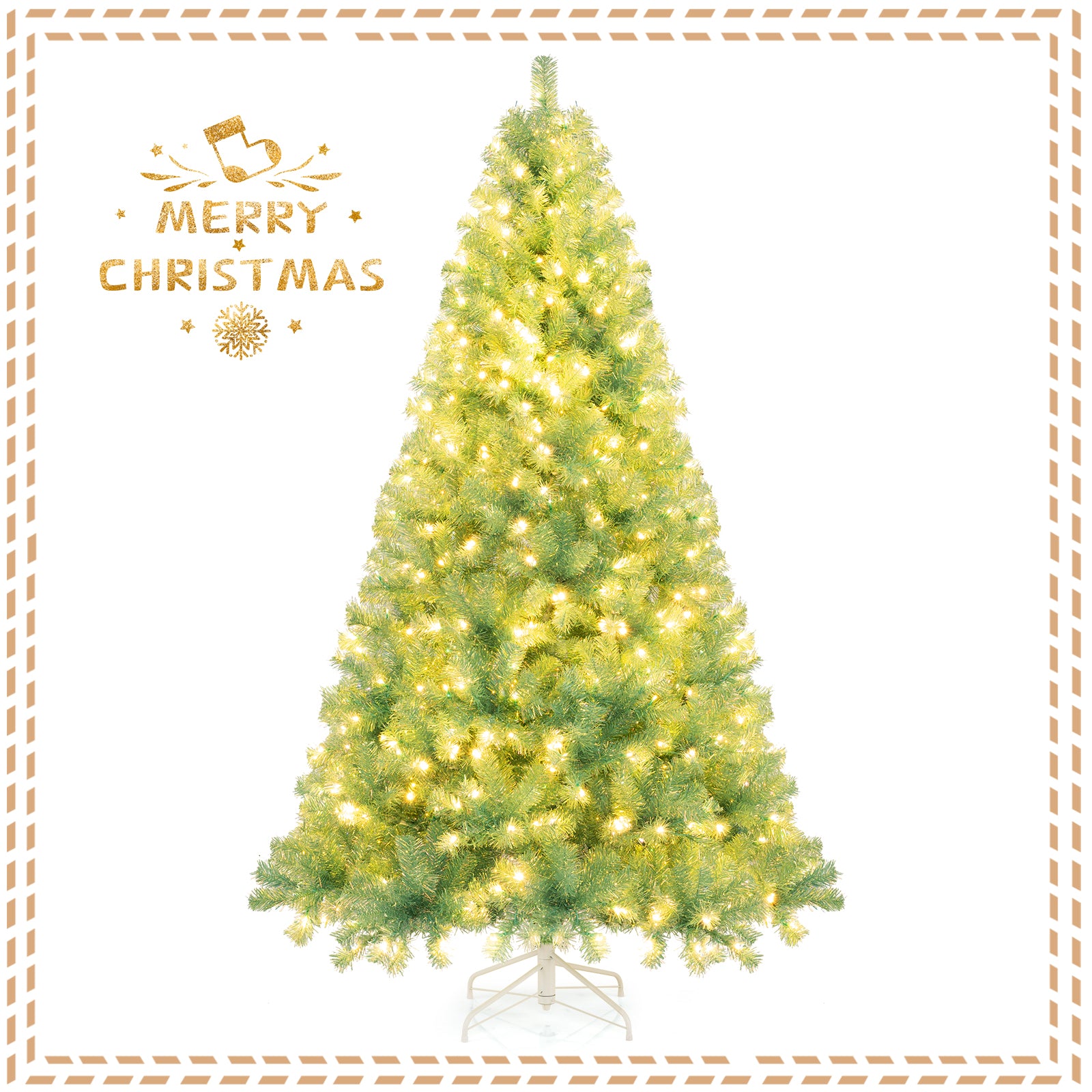 Pre-Lit Tinsel Christmas Tree, Artificial Xmas Tree, M, Green Christmas Tree at Gallery Canada