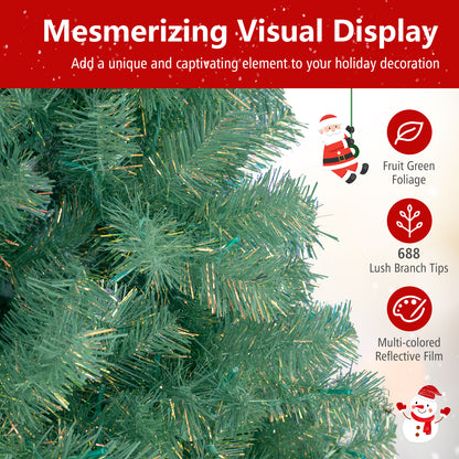 Pre-Lit Tinsel Christmas Tree, Artificial Xmas Tree, S, Green Christmas Tree at Gallery Canada