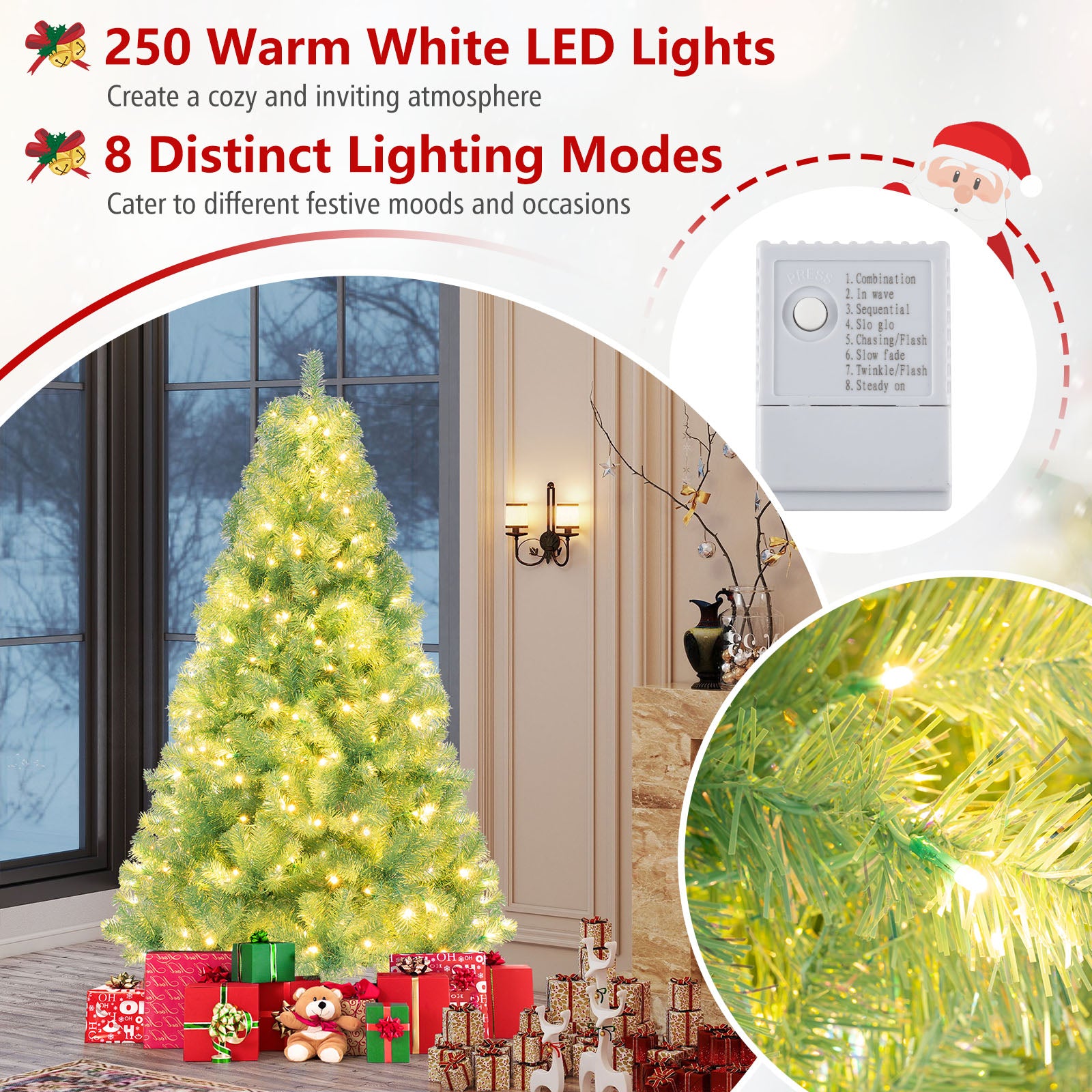 Pre-Lit Tinsel Christmas Tree, Artificial Xmas Tree, S, Green Christmas Tree at Gallery Canada