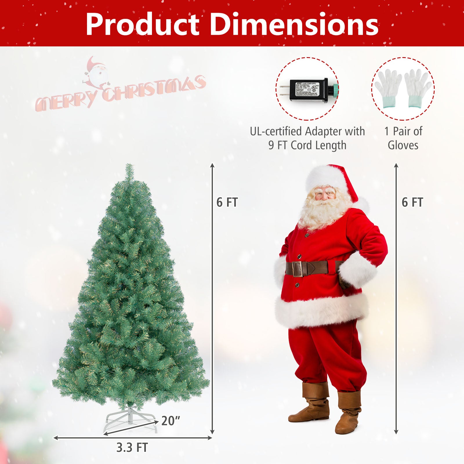 Pre-Lit Tinsel Christmas Tree, Artificial Xmas Tree, S, Green Christmas Tree at Gallery Canada