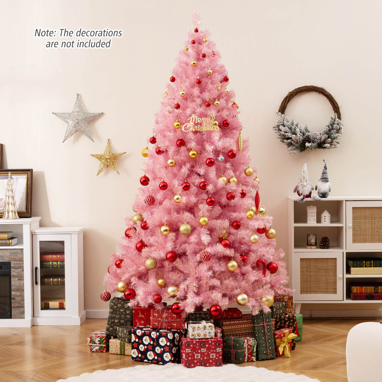 Pre-Lit Tinsel Artificial Christmas Tree, 7.5ft, Pink Christmas Tree at Gallery Canada