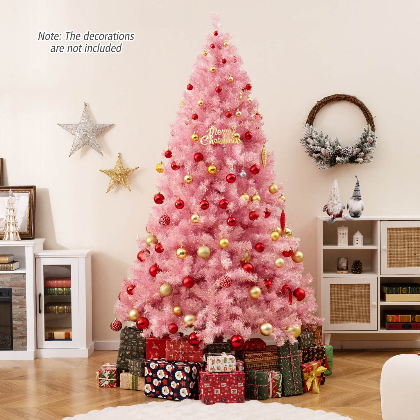 Pre-Lit Tinsel Artificial Christmas Tree, 7.5ft, Pink Christmas Tree at Gallery Canada