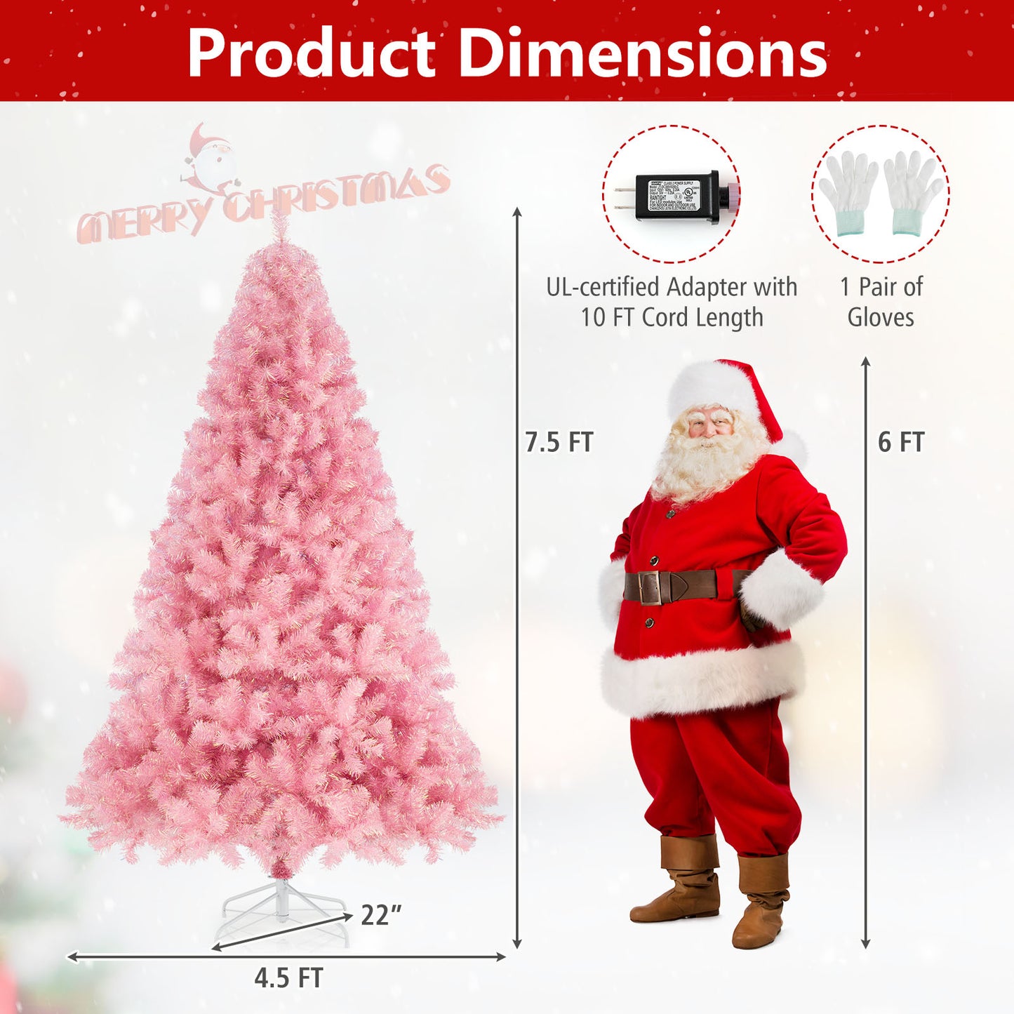 Pre-Lit Tinsel Artificial Christmas Tree, 7.5ft, Pink Christmas Tree at Gallery Canada