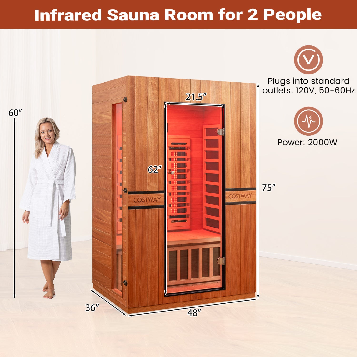 2-Person Full Spectrum Infrared Sauna, App Control, Home Use Sauna at Gallery Canada