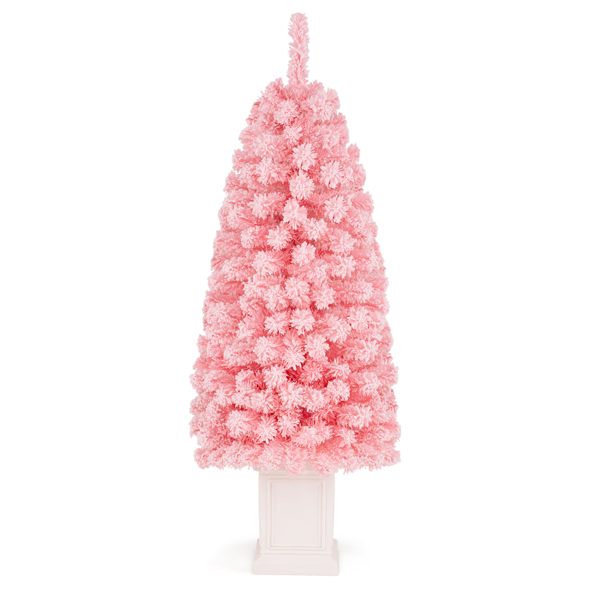 4FT Pre-Lit Potted Artificial Christmas Tree, 130 Warm White LEDs, Green