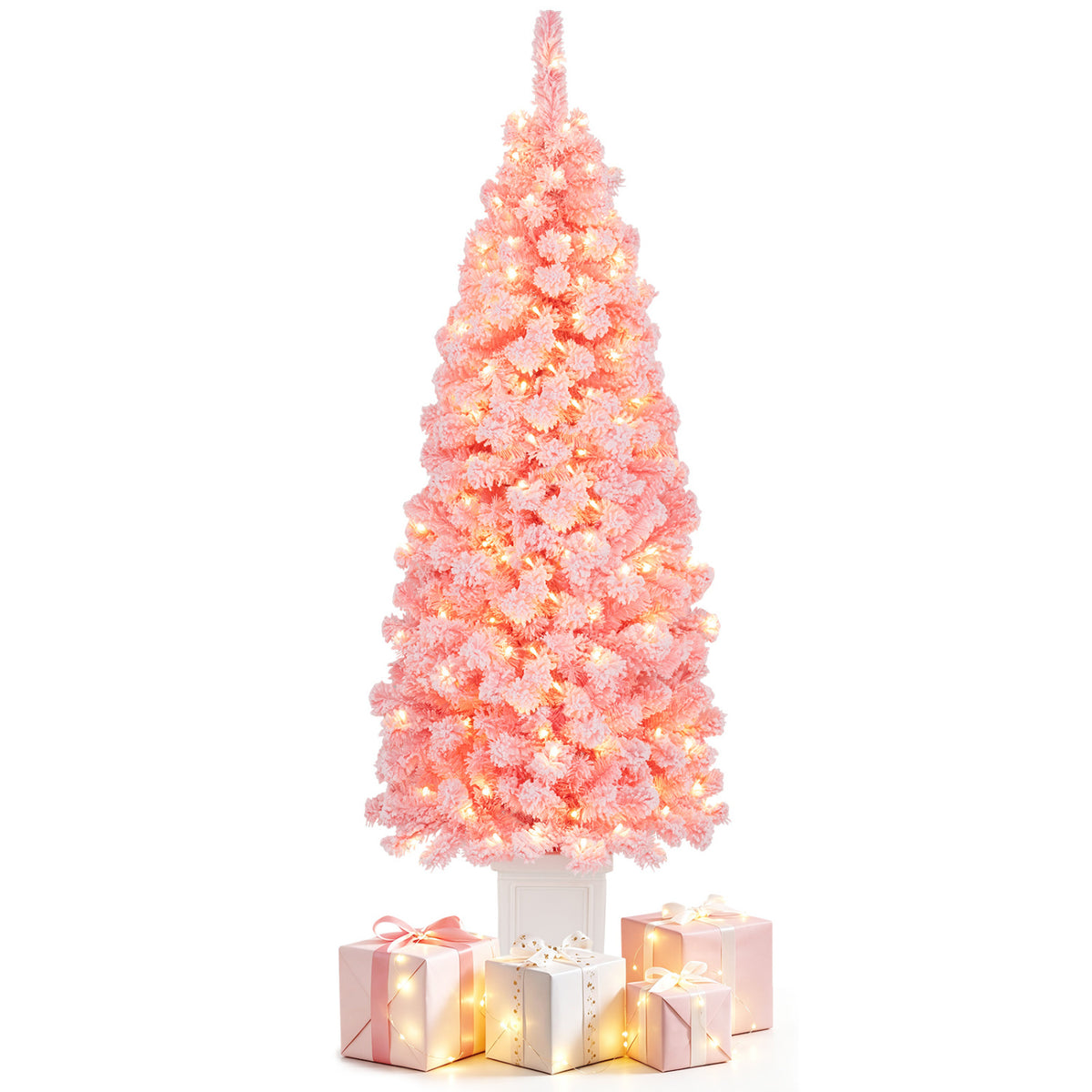 5FT Pre-Lit Artificial Christmas Tree 130 Warm White LEDs, Green