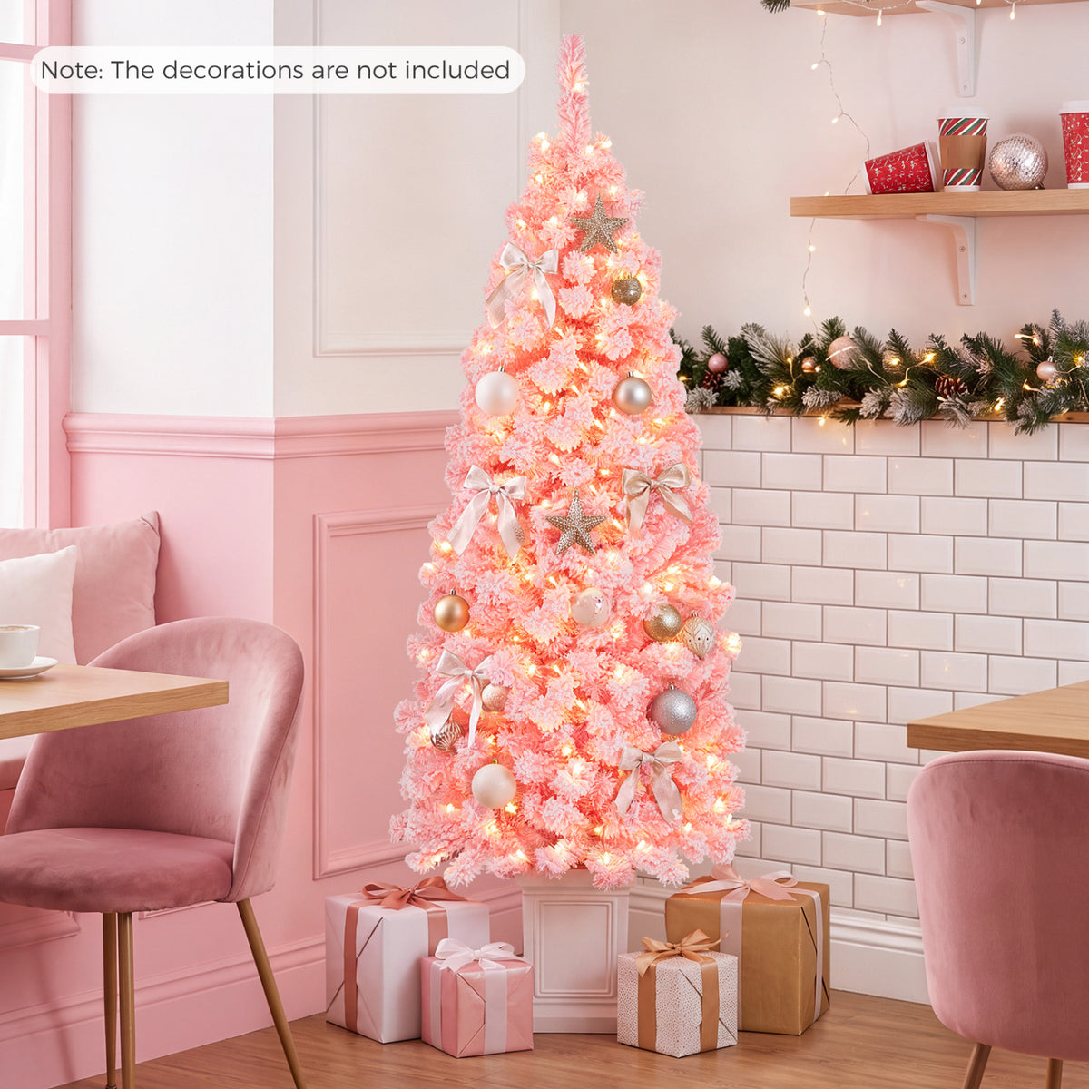 5FT Pre-Lit Artificial Christmas Tree 130 Warm White LEDs, Green