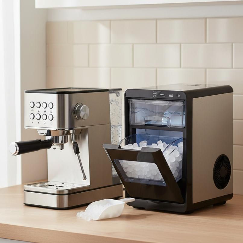 Premium Ice and Coffee Duo CNN-Acclaimed Nugget Ice Maker and 20-Bar Stainless Espresso Machine Kitchen Appliances at Gallery Canada