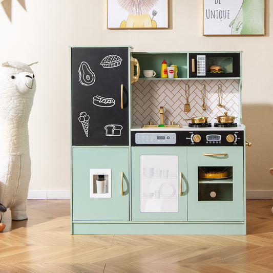 Pretend Play Kitchen with Utensils for Kids Aged 3+, Green Play Kitchen Sets Green at Gallery Canada