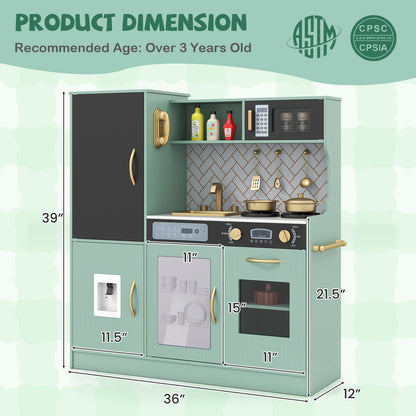 Pretend Play Kitchen with Utensils for Kids Aged 3+, Green Play Kitchen Sets at Gallery Canada