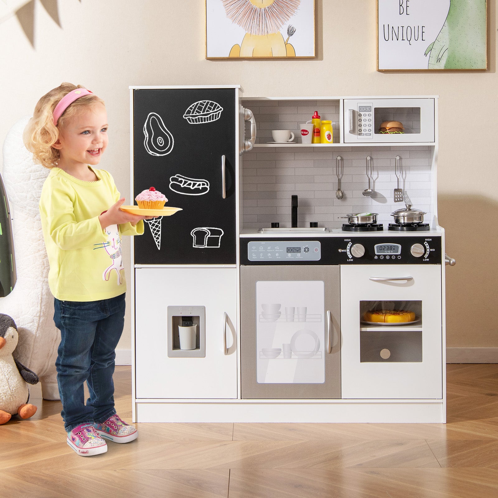 Pretend Play Kitchen with Utensils for Kids Aged 3+, Silver Play Kitchen Sets at Gallery Canada