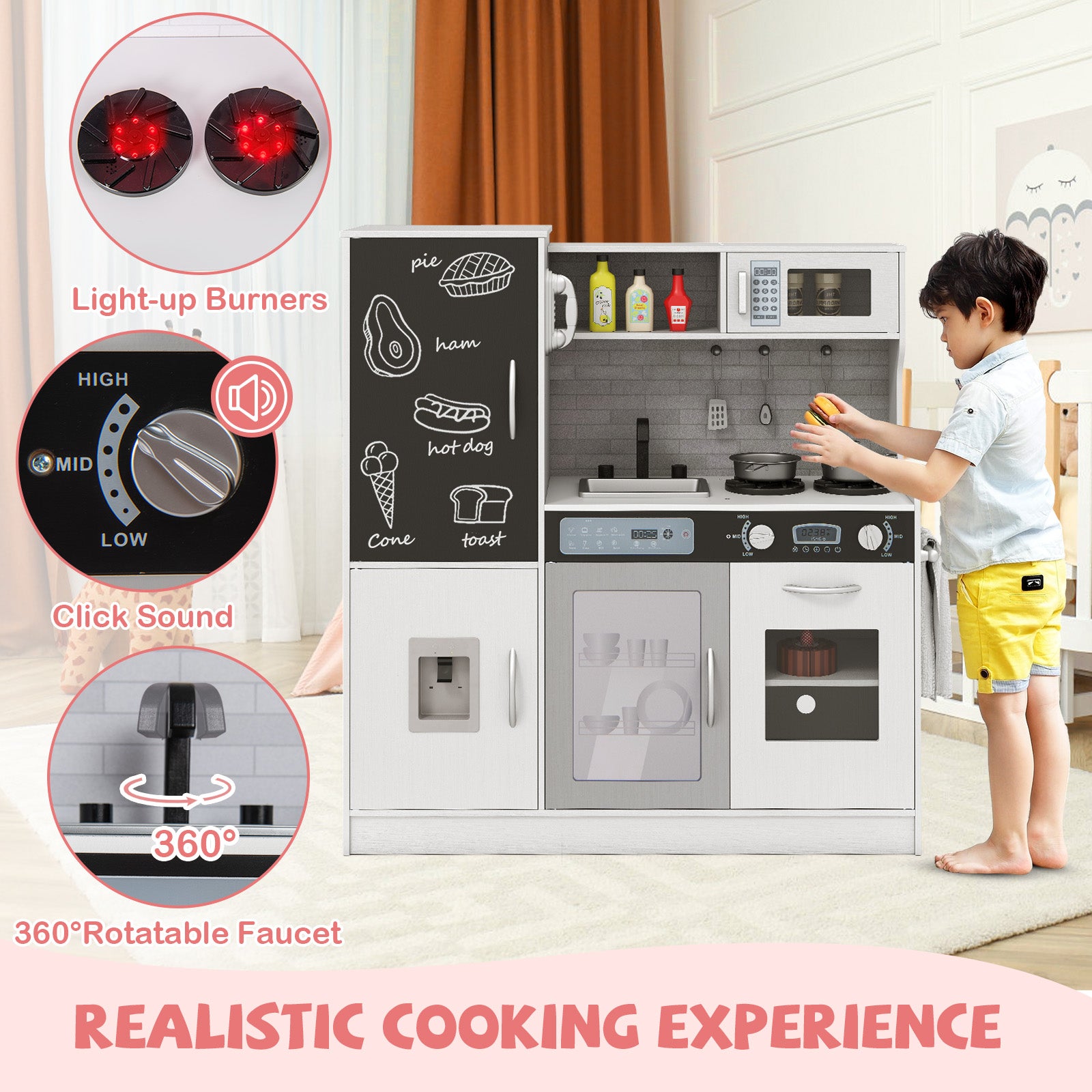 Pretend Play Kitchen with Utensils for Kids Aged 3+, Silver Play Kitchen Sets at Gallery Canada