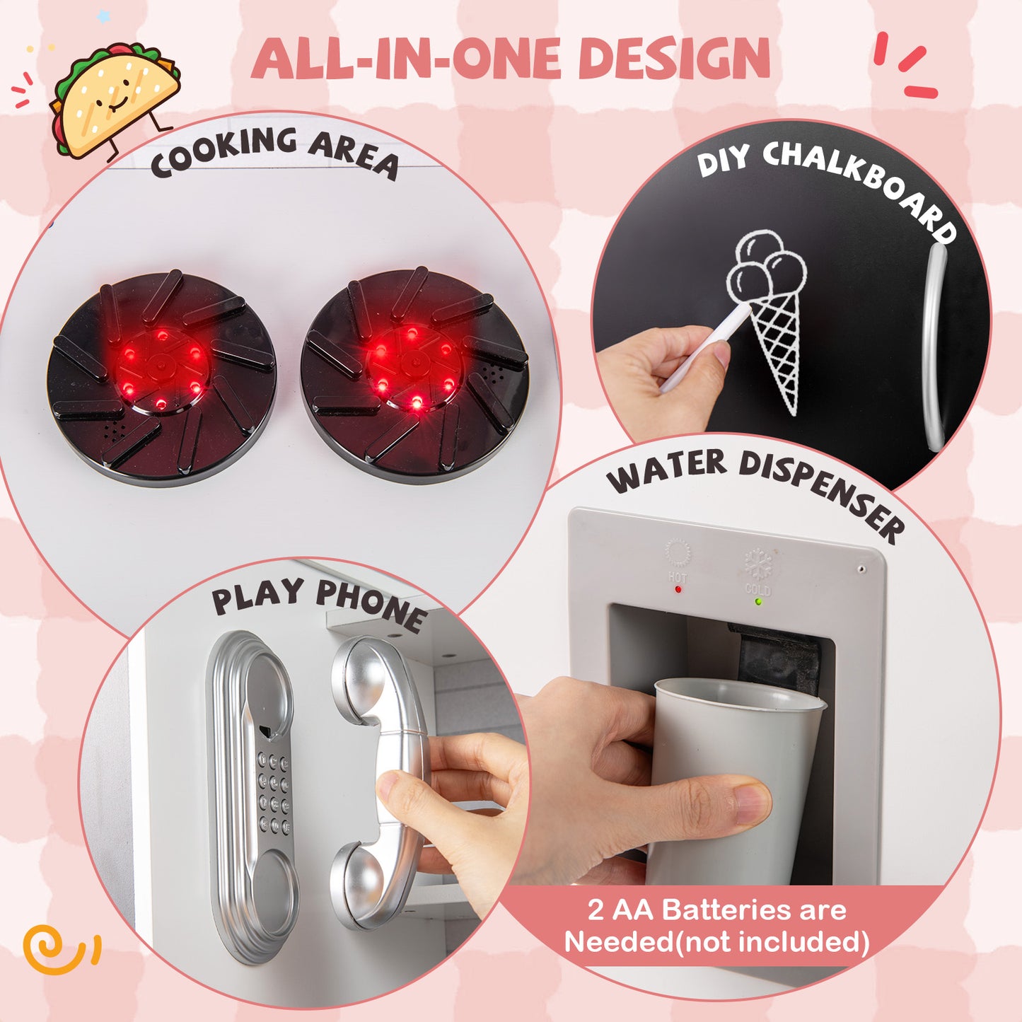 Pretend Play Kitchen with Utensils for Kids Aged 3+, Silver Play Kitchen Sets at Gallery Canada