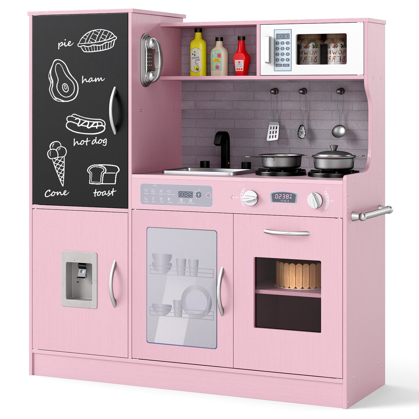 Pretend Play Kitchen with Utensils for Kids Aged 3+, Pink Play Kitchen Sets at Gallery Canada