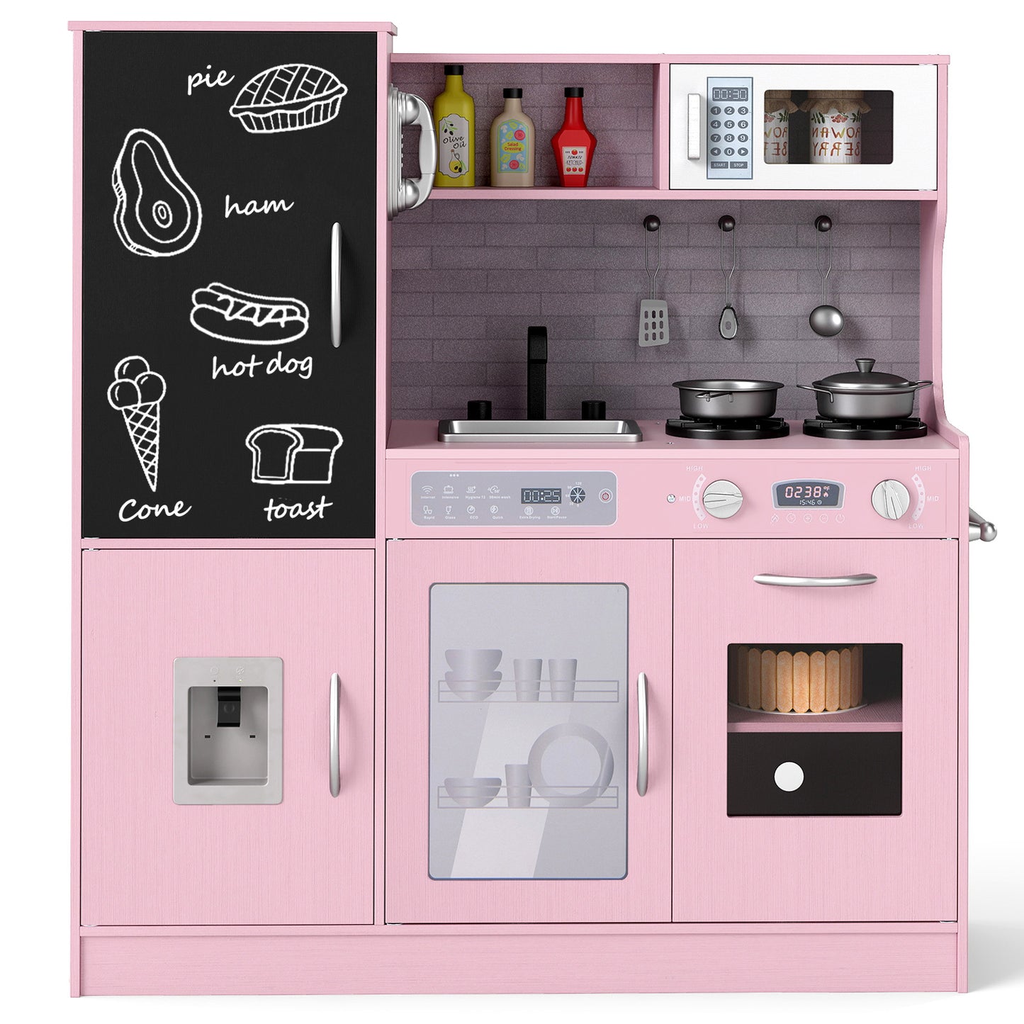 Pretend Play Kitchen with Utensils for Kids Aged 3+, Pink Play Kitchen Sets at Gallery Canada