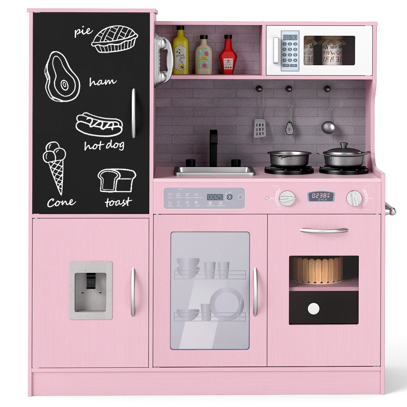Pretend Play Kitchen with Utensils for Kids Aged 3+, Pink Play Kitchen Sets Pink at Gallery Canada