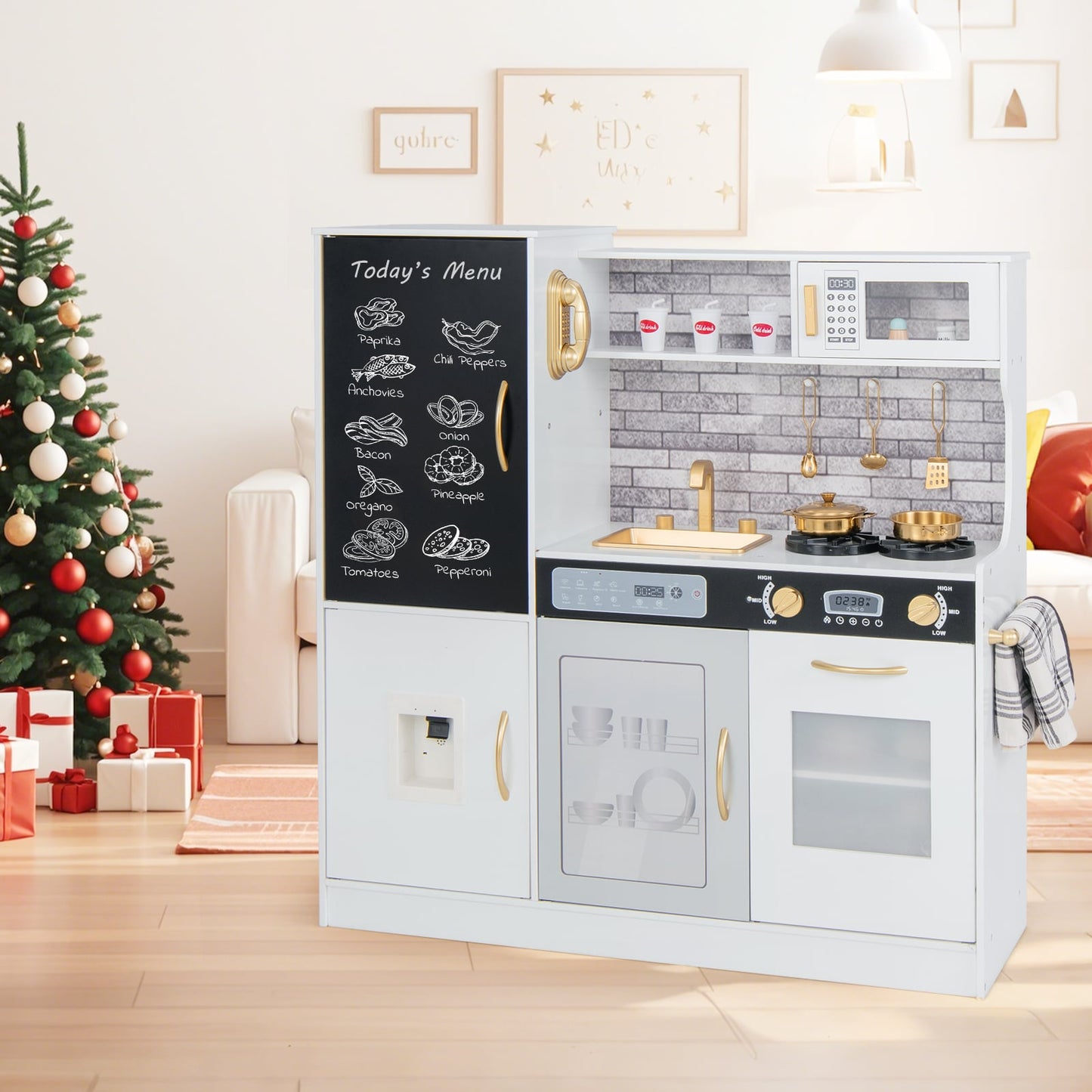 Cuisine de jeu pour enfants avec ustensiles, pour 3 ans et plus, blanc