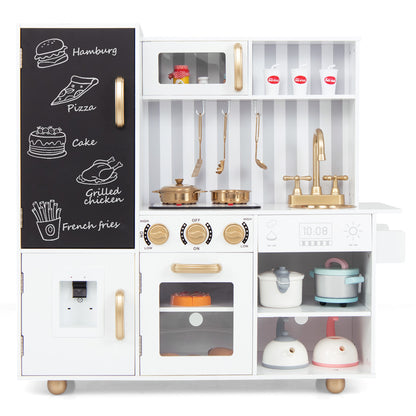 Pretend Play Kitchen for Kids with Real Sounds and Lights, White Play Kitchen Sets White at Gallery Canada
