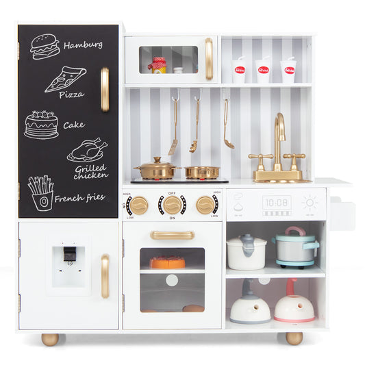 Pretend Play Kitchen for Kids with Real Sounds and Lights, White Play Kitchen Sets White at Gallery Canada