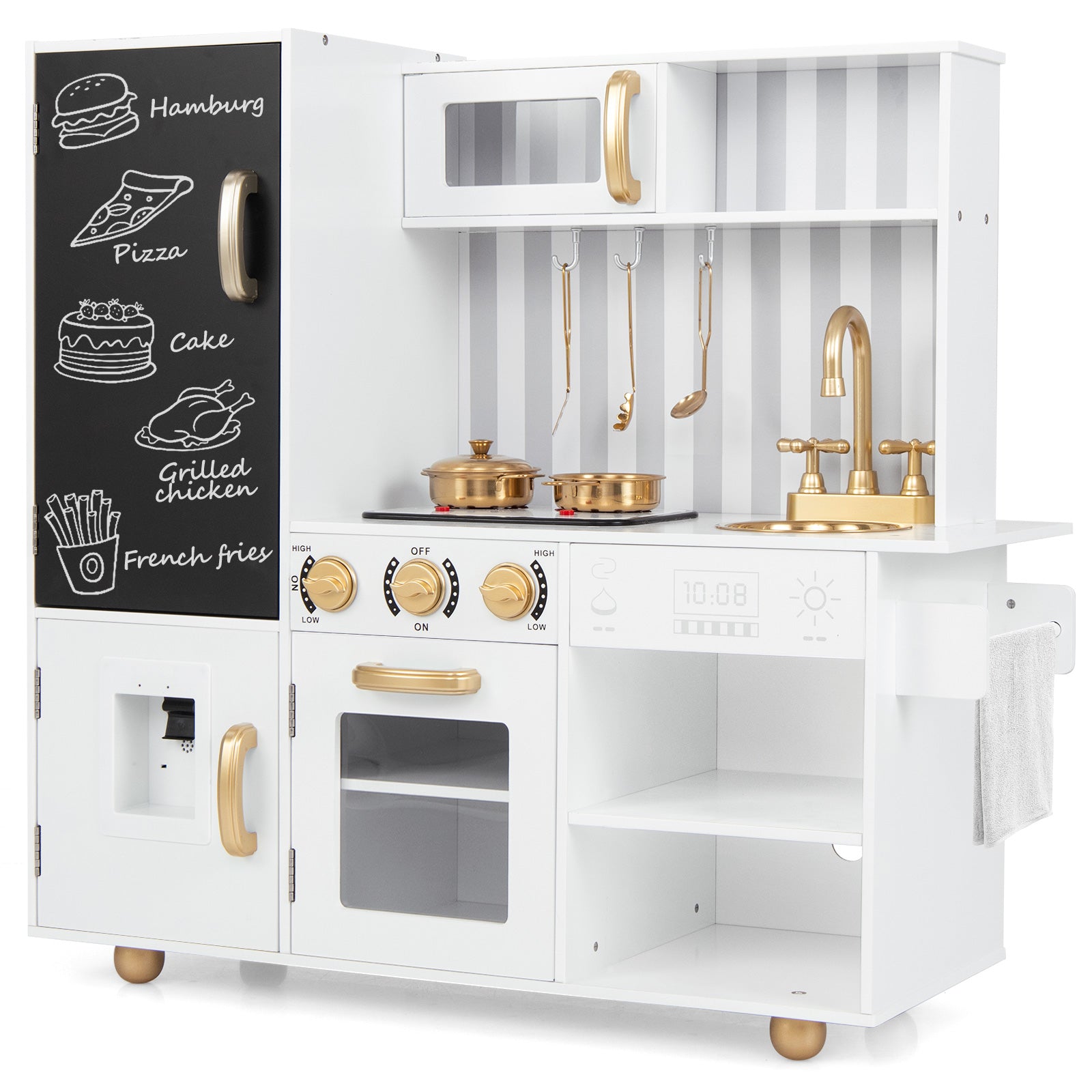 Pretend Play Kitchen for Kids with Real Sounds and Lights, White Play Kitchen Sets at Gallery Canada