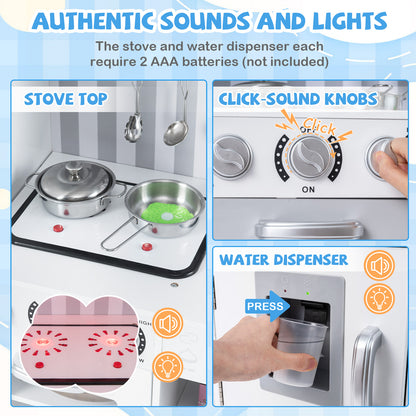 Pretend Play Kitchen for Kids with Real Sounds and Lights, Silver Play Kitchen Sets at Gallery Canada