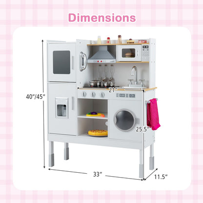 Pretend Play Kitchen Toy Kitchen Playset with Range Hood Ice Maker and Telephone, White Play Kitchen Sets at Gallery Canada