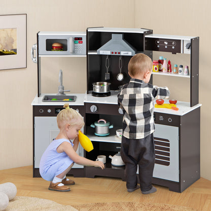 Wooden Pretend Play Kitchen Set With Sounds, Lights, Brown Play Kitchen Sets at Gallery Canada