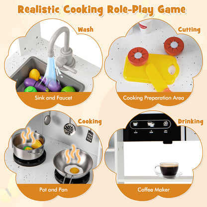 Wooden Play Kitchen Set With Sounds, Lights, White Play Kitchen Sets at Gallery Canada