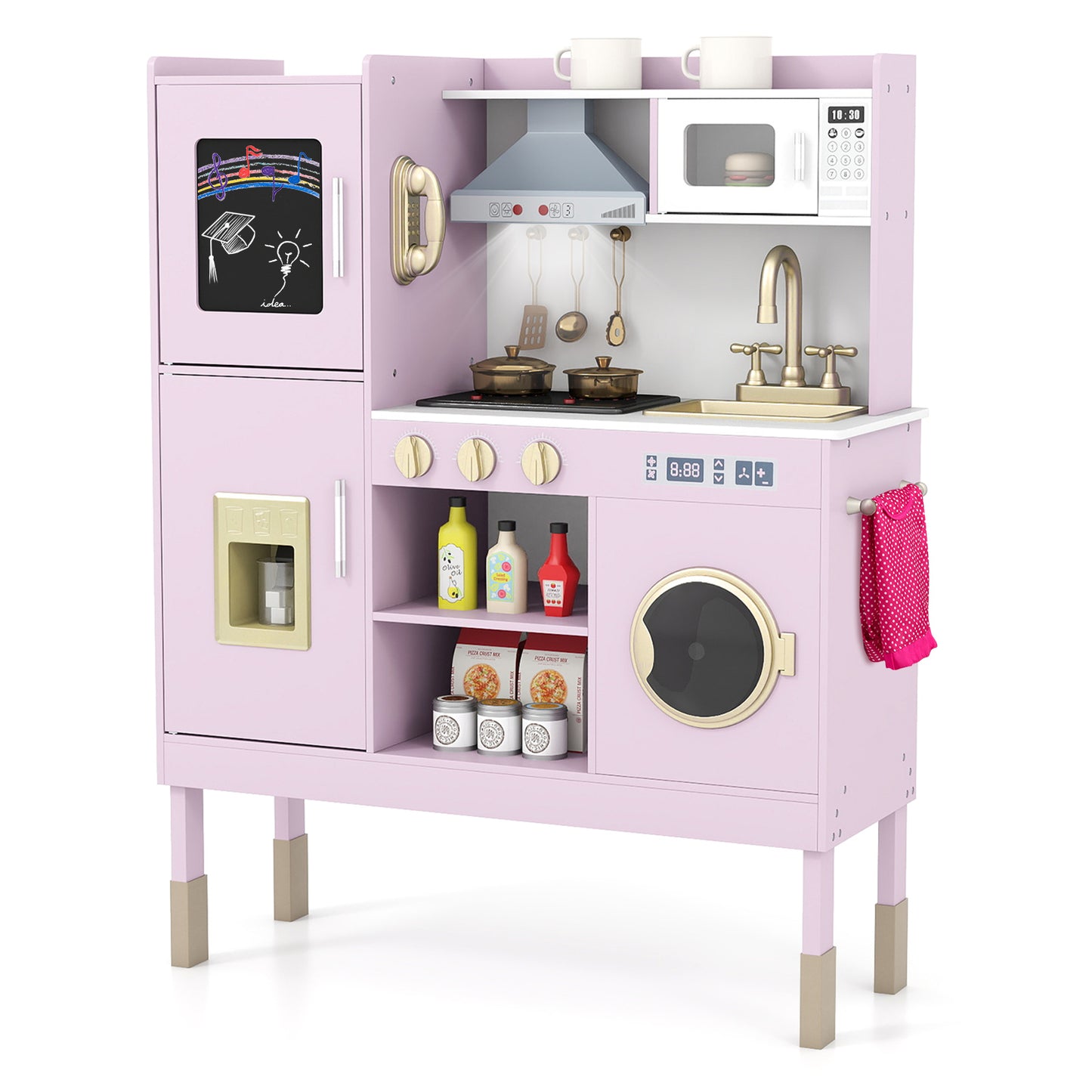 Play Kitchen Toy, With Range Hood, Ice Maker, Telephone, Light Pink Play Kitchen Sets at Gallery Canada