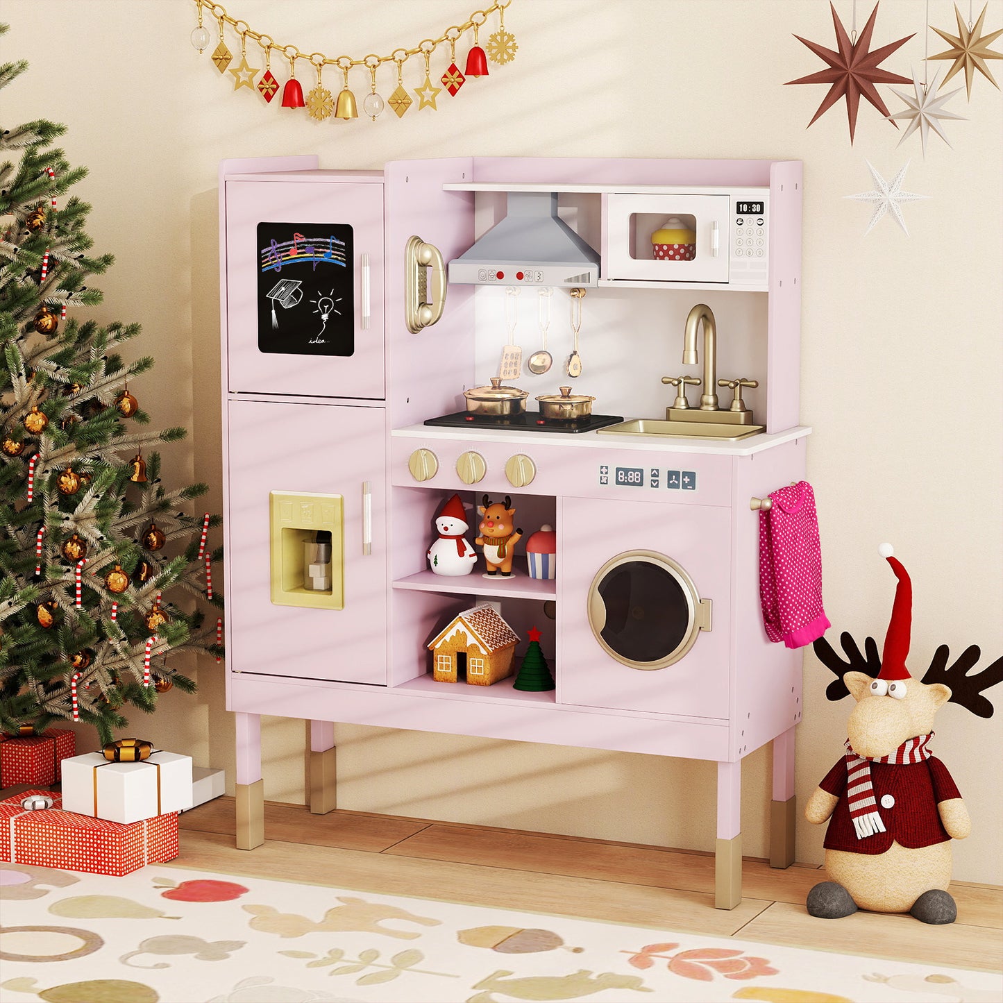 Play Kitchen Toy, With Range Hood, Ice Maker, Telephone, Light Pink Play Kitchen Sets at Gallery Canada