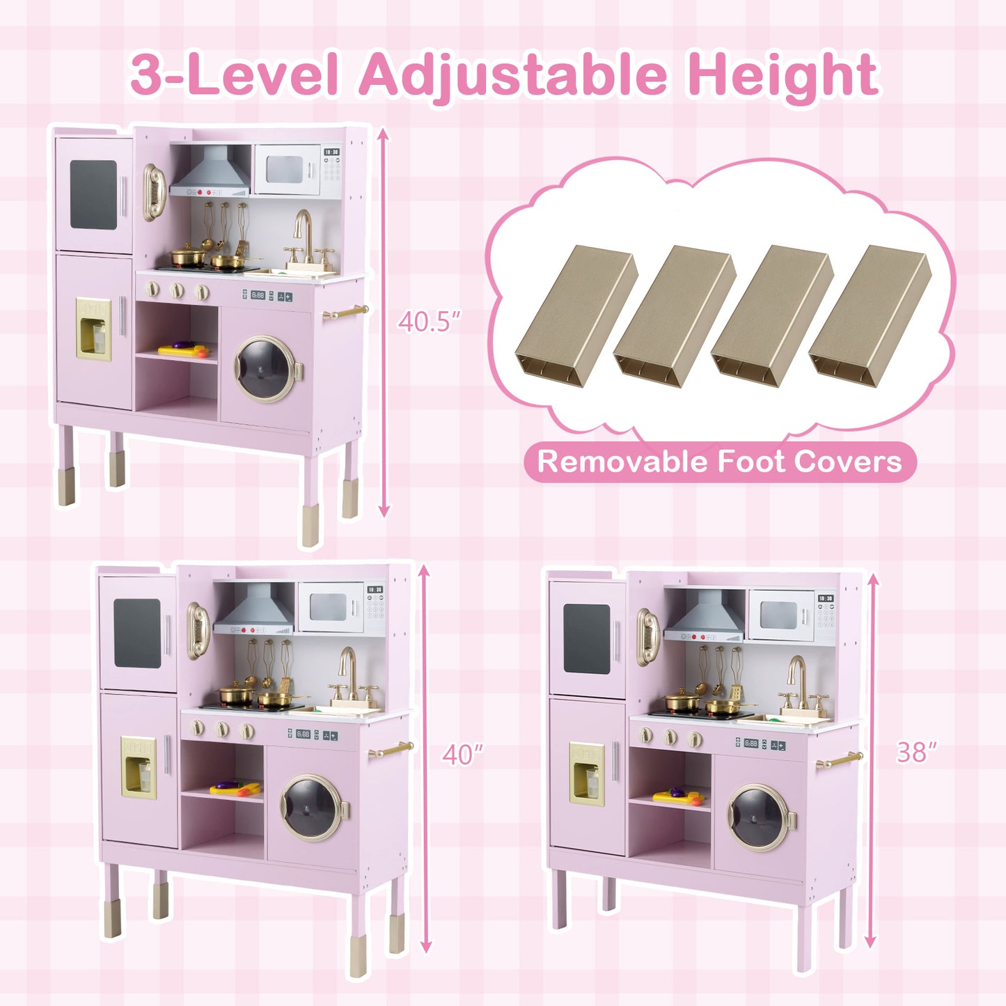 Play Kitchen Toy, With Range Hood, Ice Maker, Telephone, Light Pink Play Kitchen Sets at Gallery Canada