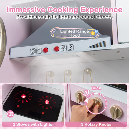 Play Kitchen Toy, With Range Hood, Ice Maker, Telephone, Light Pink Play Kitchen Sets at Gallery Canada