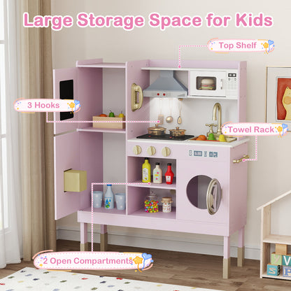 Play Kitchen Toy, With Range Hood, Ice Maker, Telephone, Light Pink Play Kitchen Sets at Gallery Canada