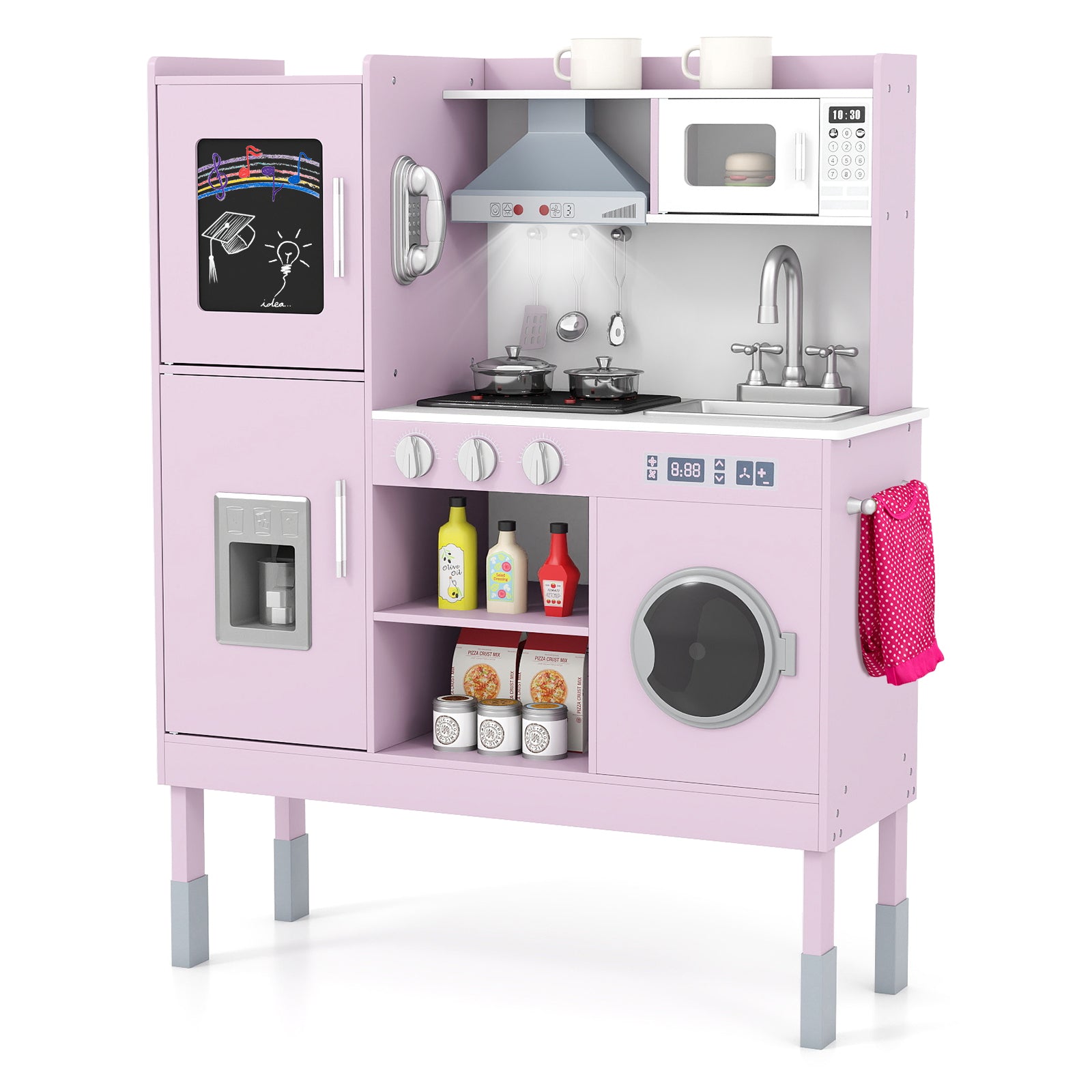 Pretend Play Kitchen Toy, With Range Hood, Ice Maker, Telephone, Pink Play Kitchen Sets at Gallery Canada