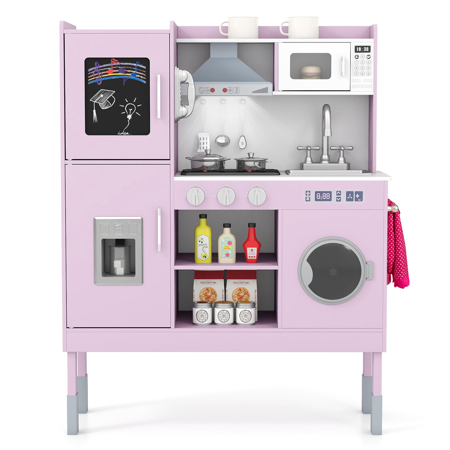 Pretend Play Kitchen Toy, With Range Hood, Ice Maker, Telephone, Pink Play Kitchen Sets at Gallery Canada