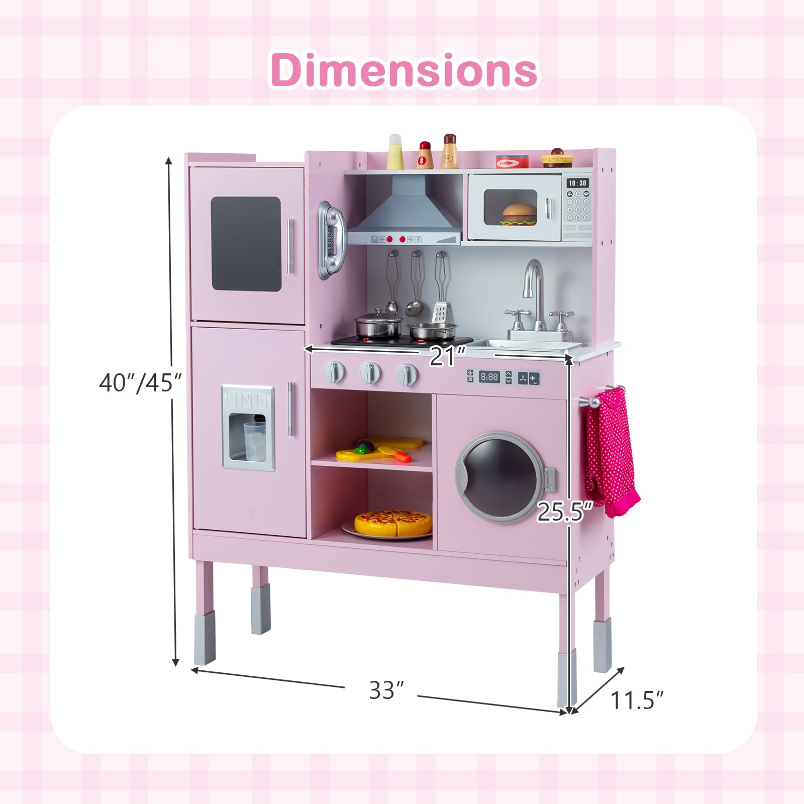 Pretend Play Kitchen Toy, With Range Hood, Ice Maker, Telephone, Pink Play Kitchen Sets at Gallery Canada