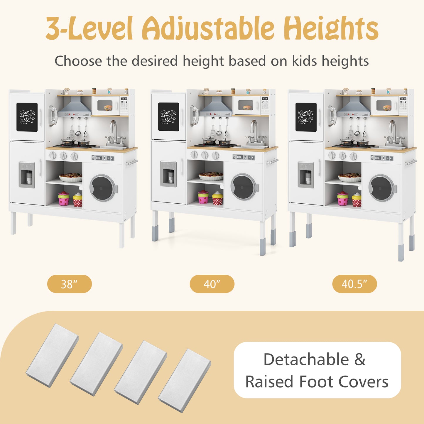 Pretend Play Kitchen Toy, With Range Hood, Ice Maker, Telephone, White Play Kitchen Sets at Gallery Canada