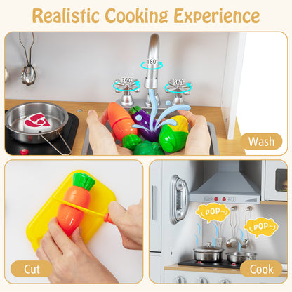 Pretend Play Kitchen Toy, With Range Hood, Ice Maker, Telephone, White Play Kitchen Sets at Gallery Canada