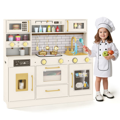 Pretend Toy Kitchen Set with Stoves and Water Dispenser-BE, Beige Play Kitchen Sets at Gallery Canada