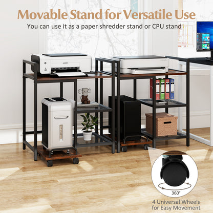 Printer Stand with Charging Station and Storage Shelves, Rustic Brown Laptop Tables & Printer Stands at Gallery Canada